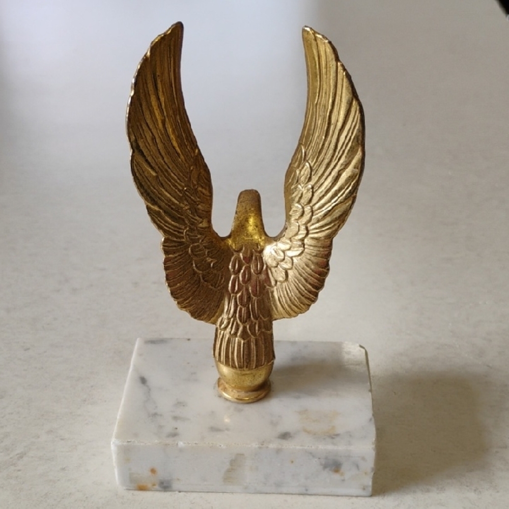 Gold Eagle Sculpture on Marble Base - Picture 5 of 5